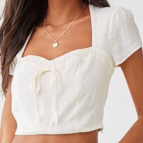 Forever 21 Tops - forever 21 Sweetheart Pleated Crop Top